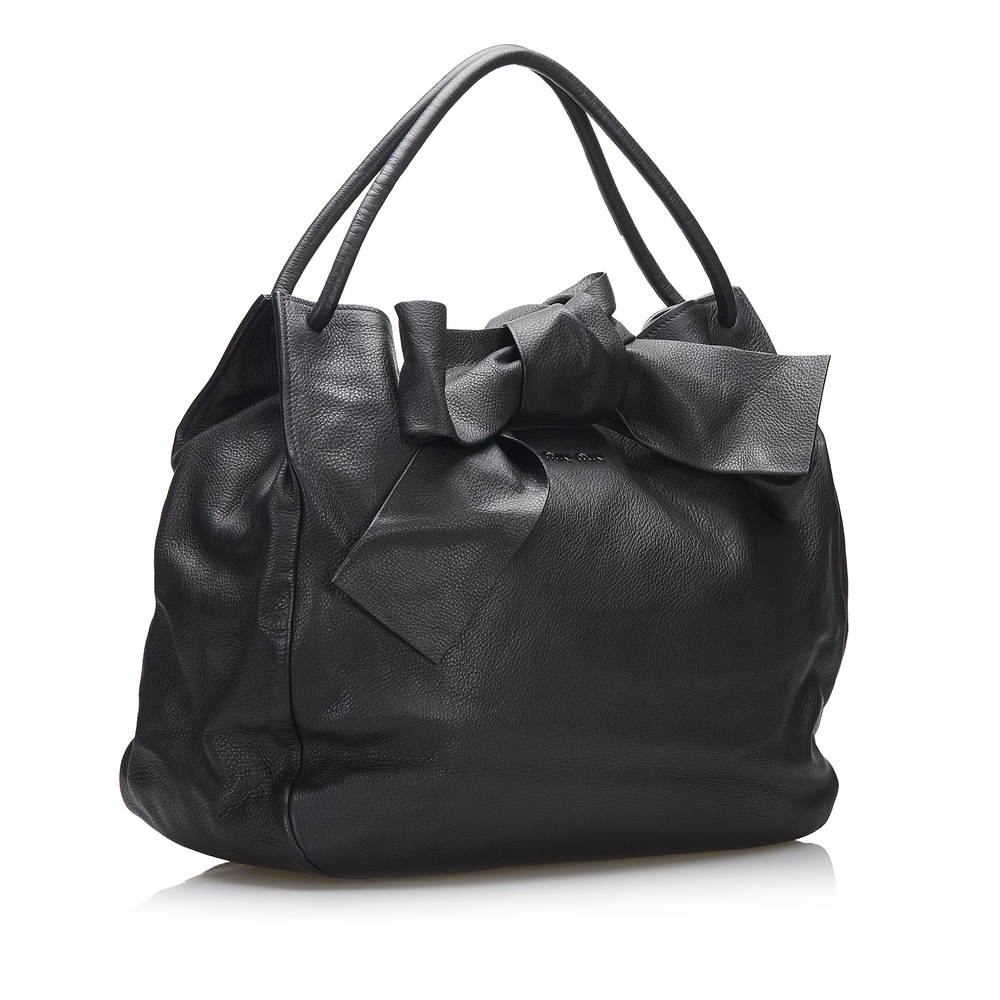 MIU MIU Leather Bow Tote Bag - Picture 3 of 10
